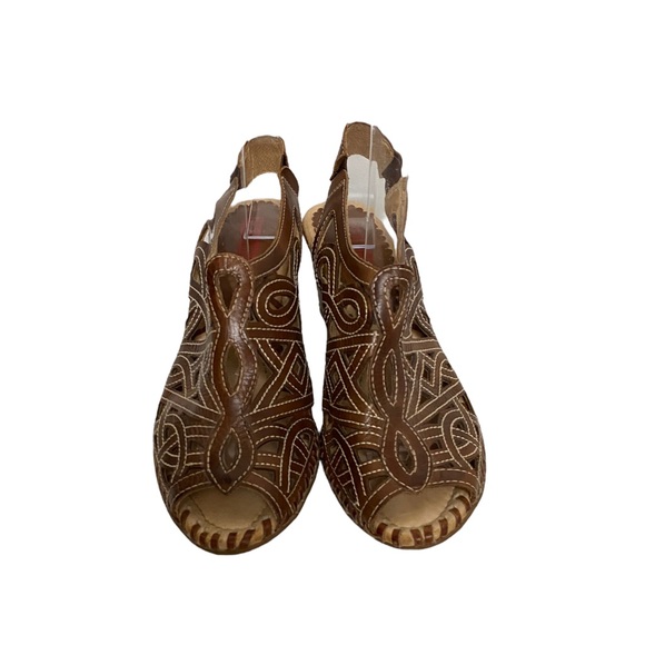 PIKOLINOS 'Paris' Slingback Spring Peep Toe Perforated Sandal Brown 40 - Picture 6 of 14